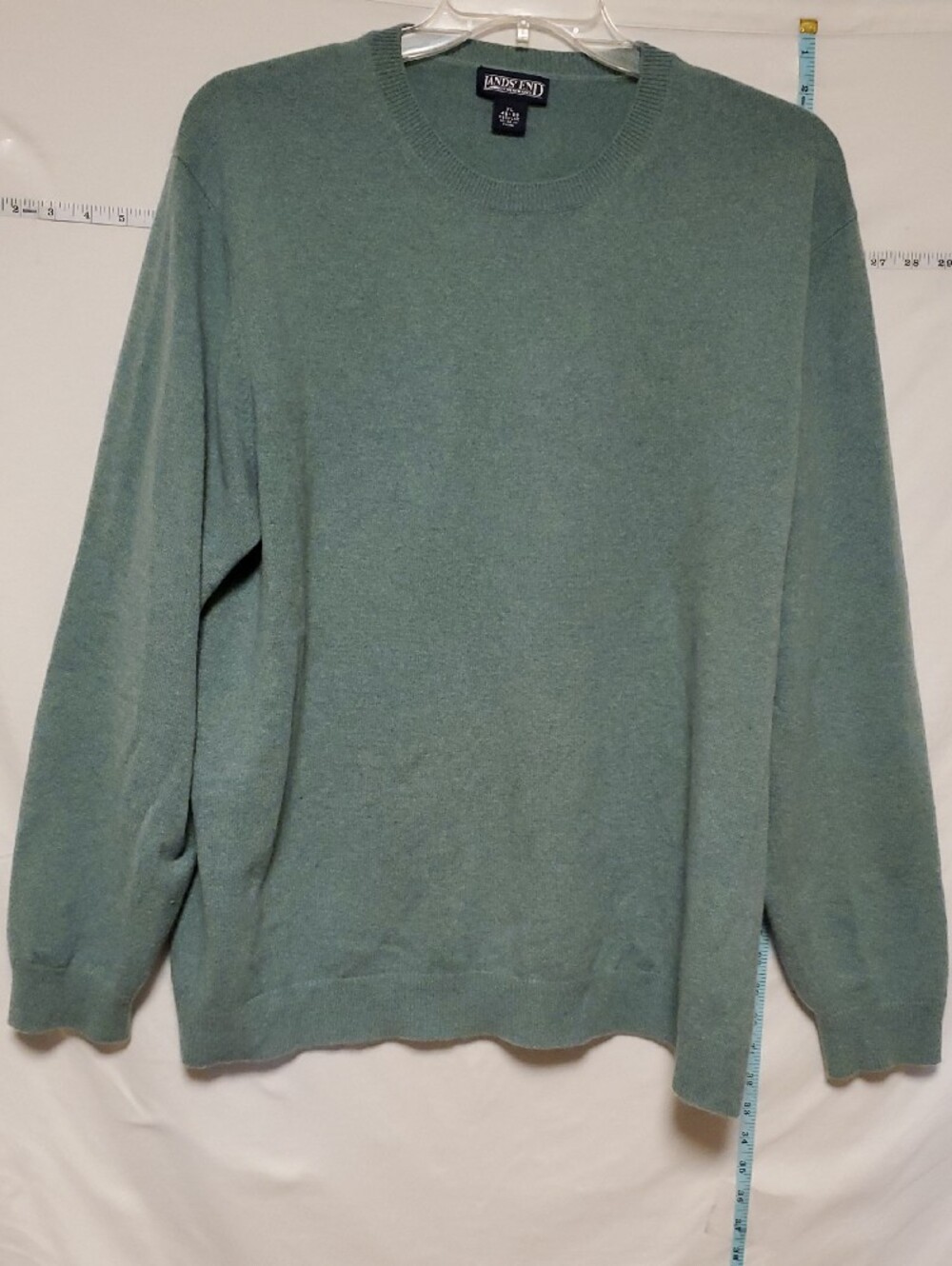 Lands' End Men's Crewneck Sweater Cashmere Sage Green Heather XL Luxury Casual